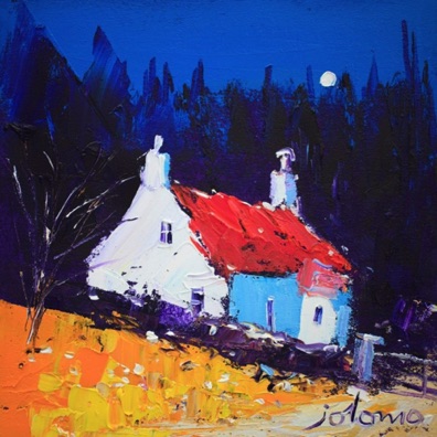 Moonrise over the Taynish woods Knapdale 9x9
